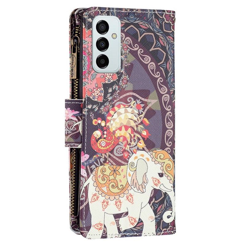 Capa De Couro Para Samsung Galaxy M23 5G Bolsa Elefante E Cordão