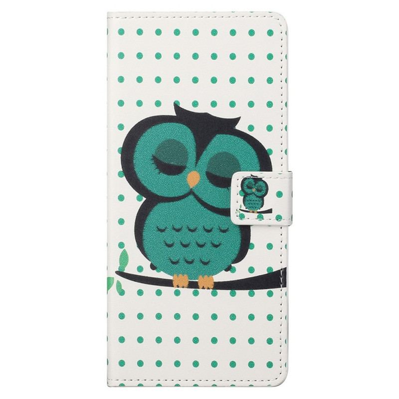 Capa De Couro Para Samsung Galaxy M23 5G Coruja Adormecida