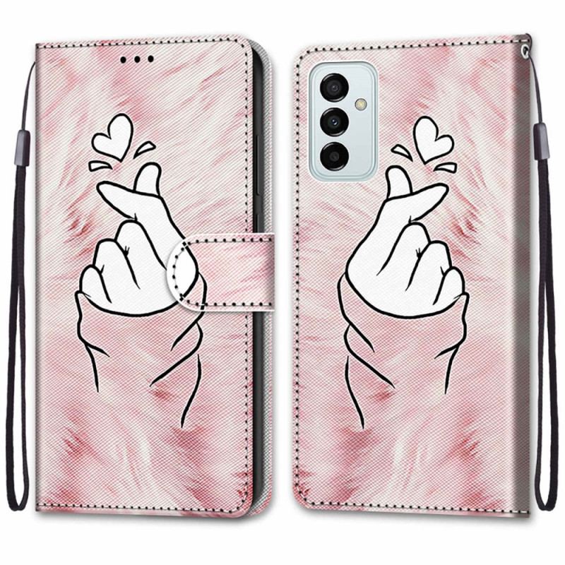 Capa De Couro Para Samsung Galaxy M23 5G Dedo Coração