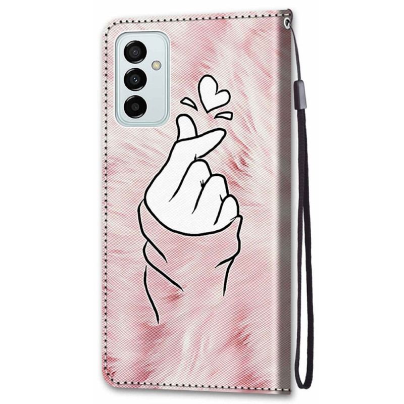 Capa De Couro Para Samsung Galaxy M23 5G Dedo Coração