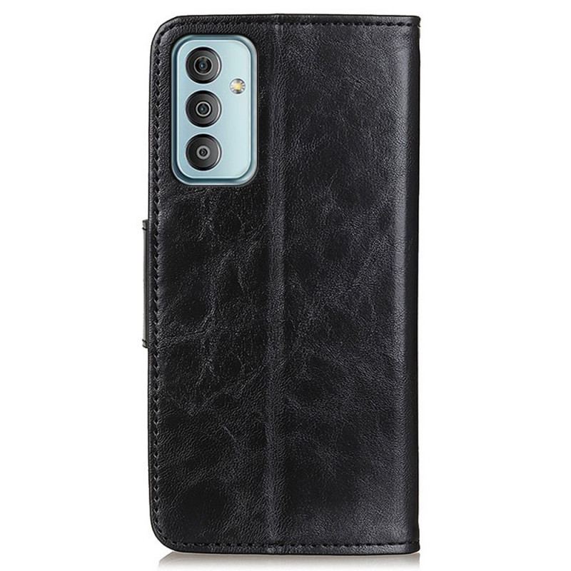 Capa De Couro Para Samsung Galaxy M23 5G Fecho Reversível De Couro Rachado