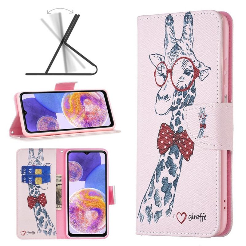 Capa De Couro Para Samsung Galaxy M23 5G Girafa Inteligente