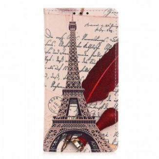 Capa De Couro Para Samsung Galaxy M23 5G Torre Eiffel Do Poeta