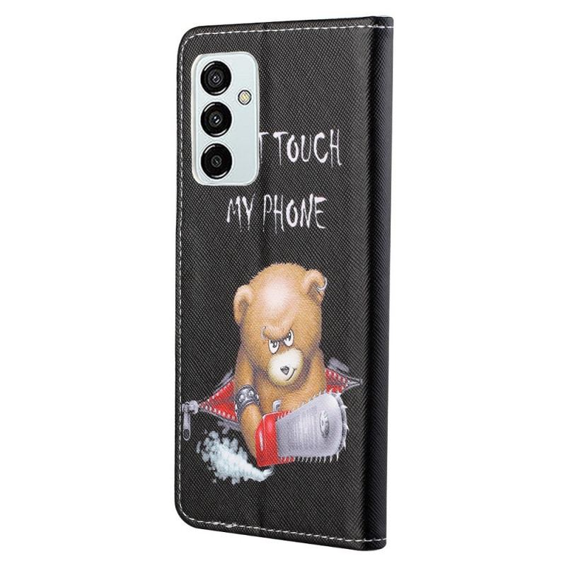 Capa De Couro Para Samsung Galaxy M23 5G Urso Não Toque No Meu Telefone