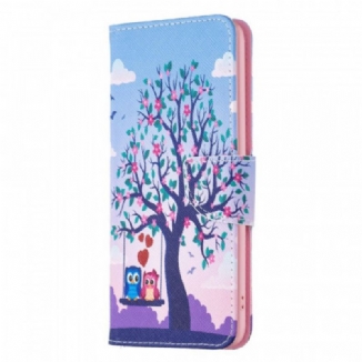 Capa Em Pele Para Samsung Galaxy M23 5G Corujas No Balanço