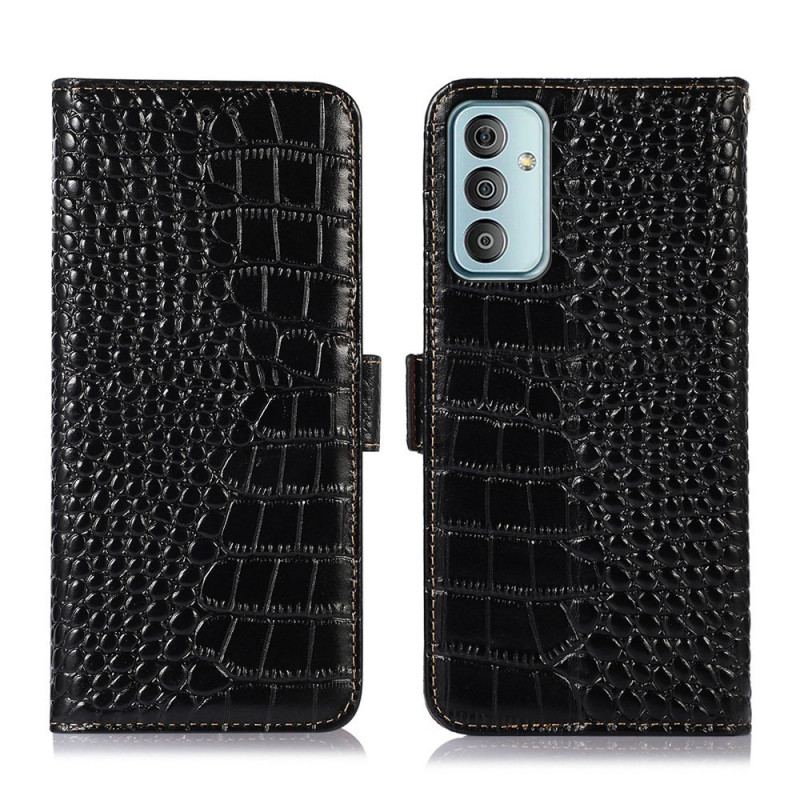 Capa Em Pele Para Samsung Galaxy M23 5G Couro Genuíno Estilo Crocodilo