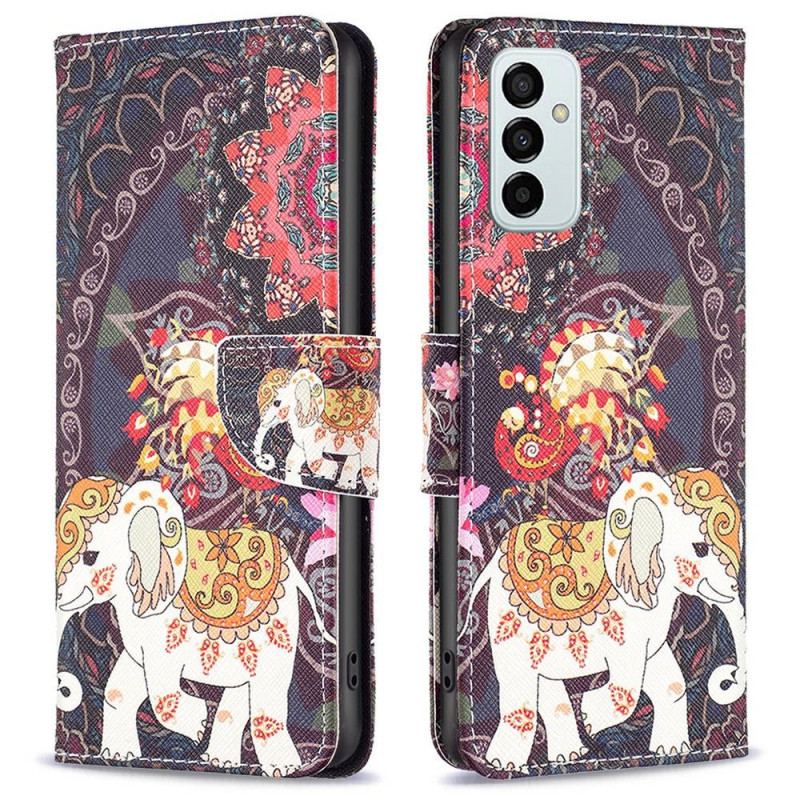 Capa Em Pele Para Samsung Galaxy M23 5G Elefante Tribal