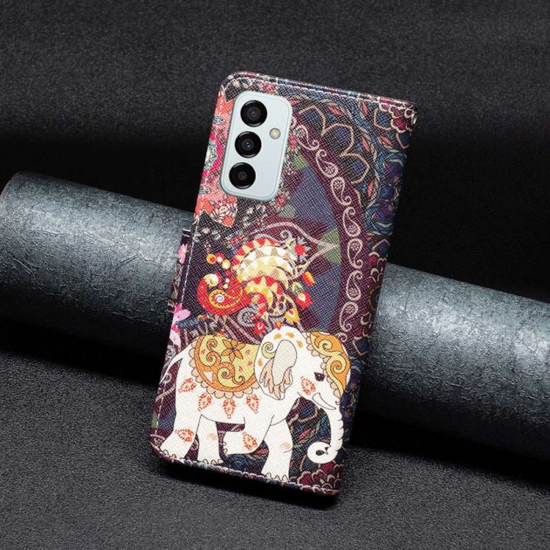 Capa Em Pele Para Samsung Galaxy M23 5G Elefante Tribal