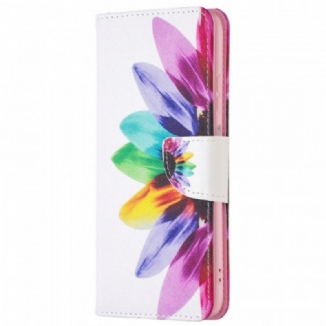 Capa Em Pele Para Samsung Galaxy M23 5G Flor Aquarela