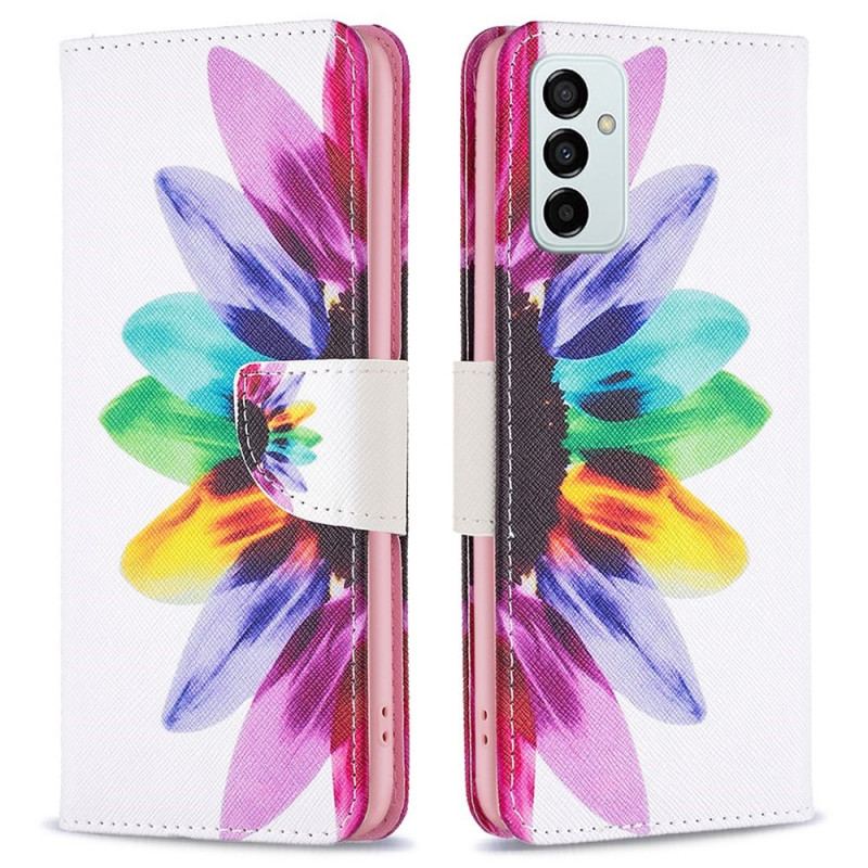 Capa Em Pele Para Samsung Galaxy M23 5G Flor Aquarela