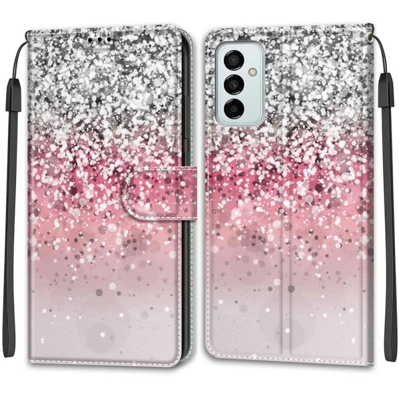 Capa Em Pele Para Samsung Galaxy M23 5G Lantejoulas Com Alça