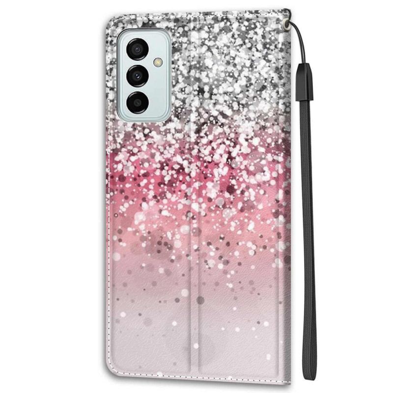 Capa Em Pele Para Samsung Galaxy M23 5G Lantejoulas Com Alça