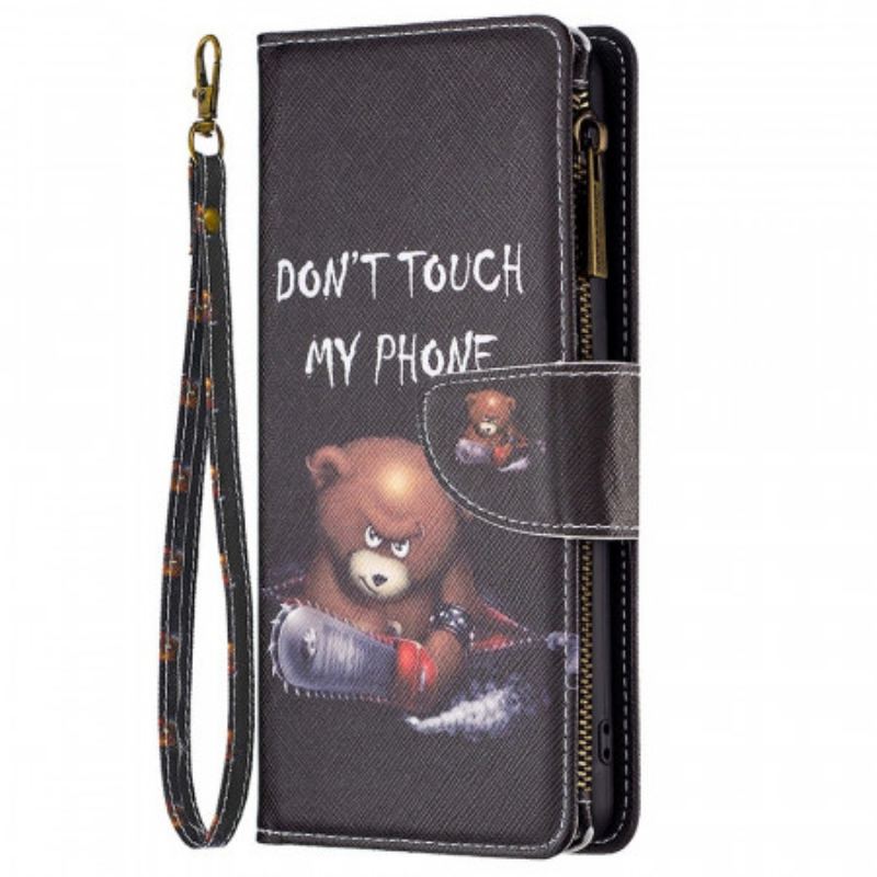 Capa Em Pele Para Samsung Galaxy M23 5G Urso Porta Moedas E Cordão