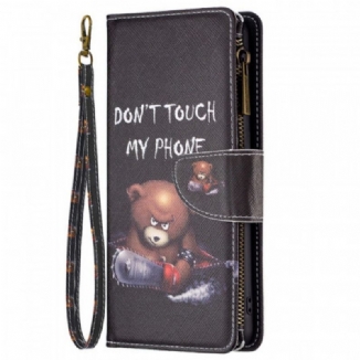 Capa Em Pele Para Samsung Galaxy M23 5G Urso Porta Moedas E Cordão