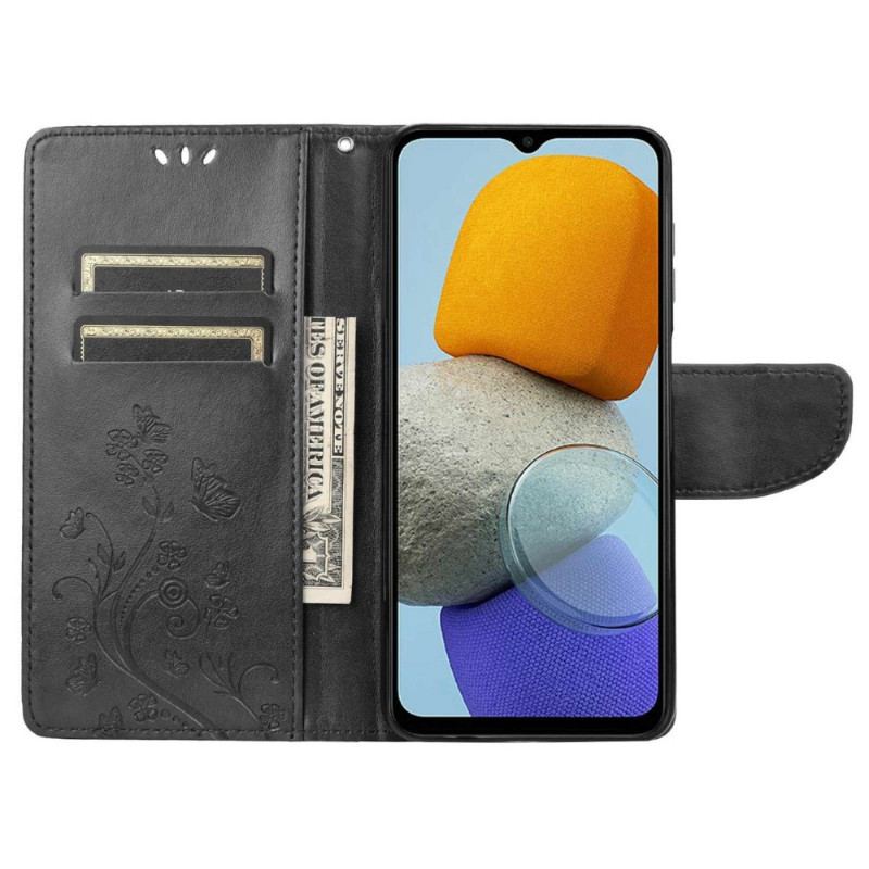 Capa Flip Para Samsung Galaxy M23 5G Borboletas E Flores