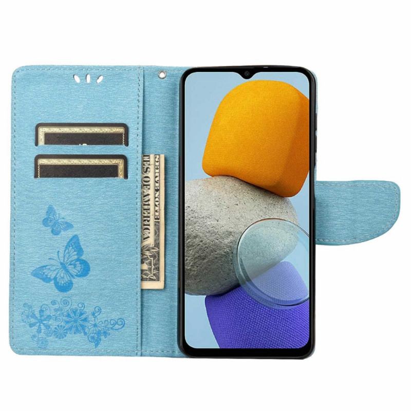 Capa Flip Para Samsung Galaxy M23 5G De Cordão Tanga Borboletas