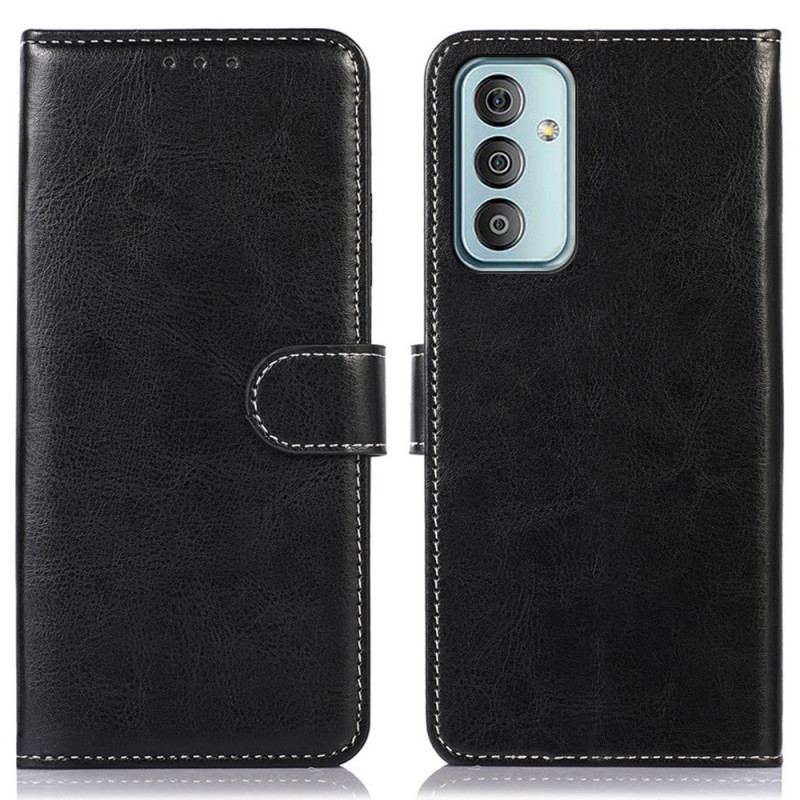 Capa Flip Para Samsung Galaxy M23 5G Costura De Couro Estilo