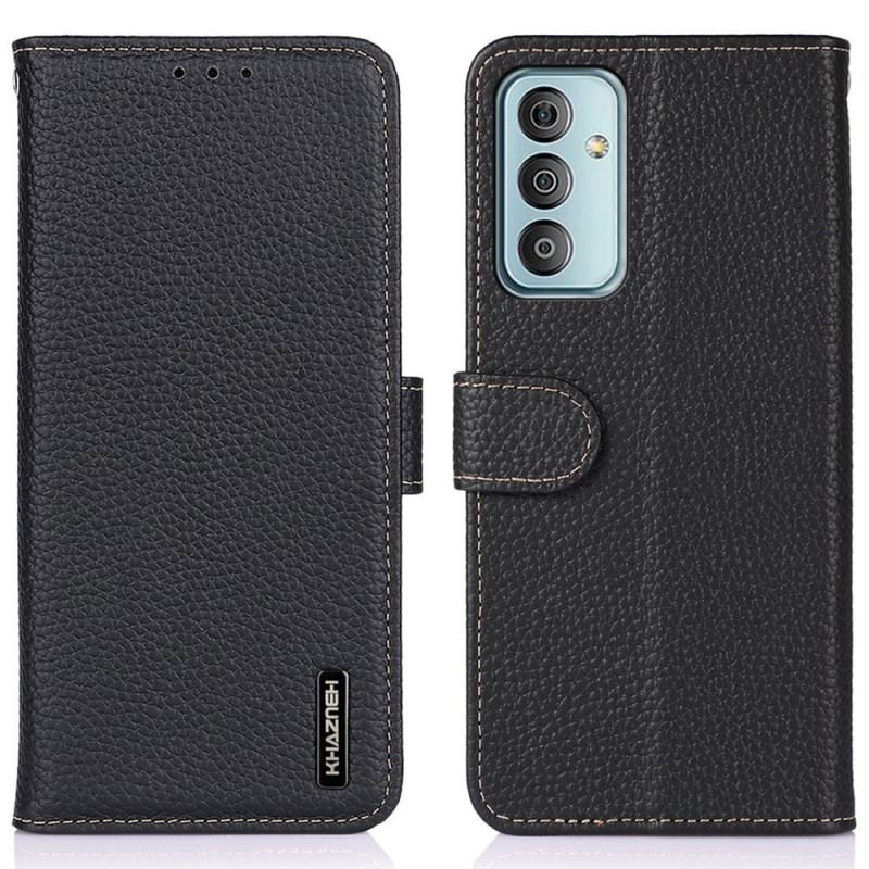 Capa Flip Para Samsung Galaxy M23 5G Couro Litchi Genuíno Khazneh