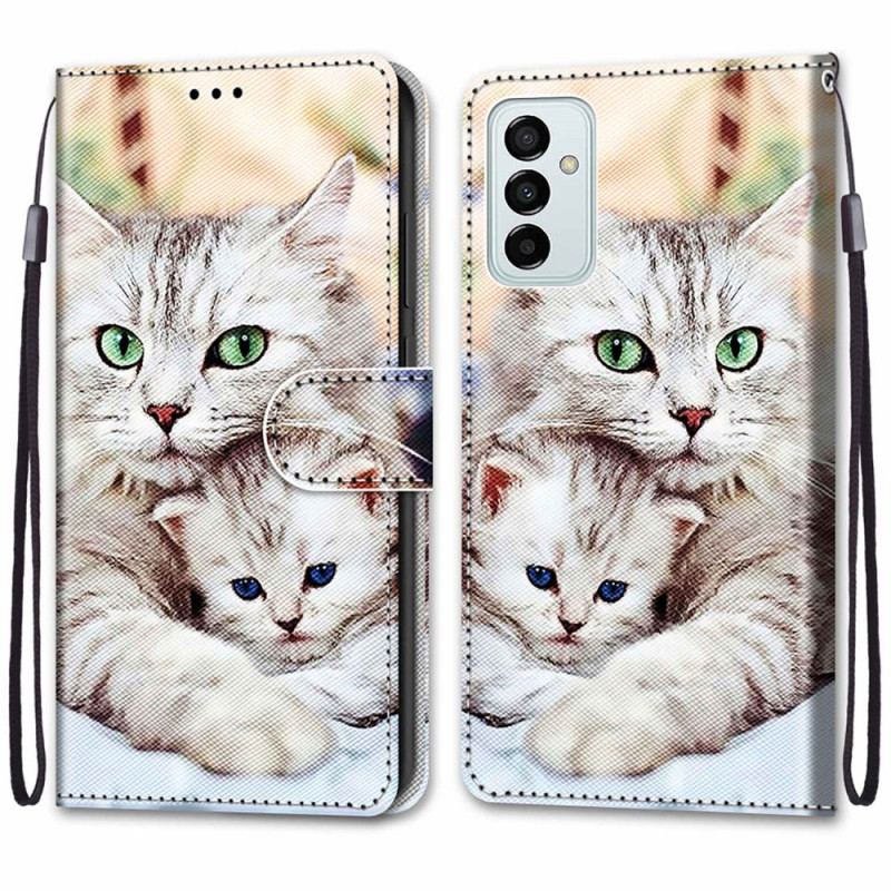 Capa Flip Para Samsung Galaxy M23 5G Família De Gatos