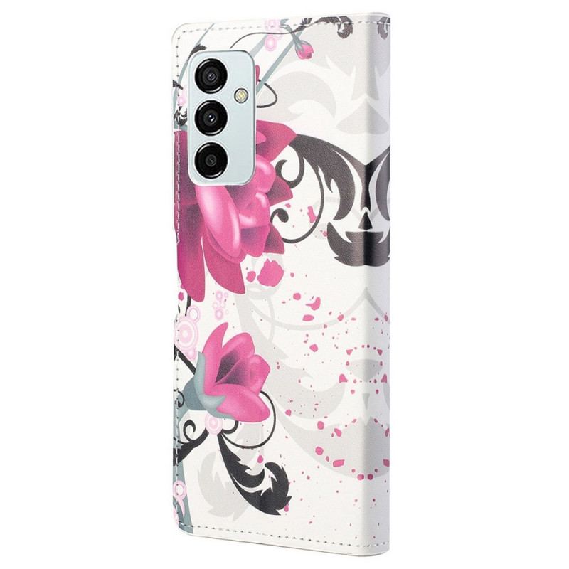 Capa Flip Para Samsung Galaxy M23 5G Flores Tropicais