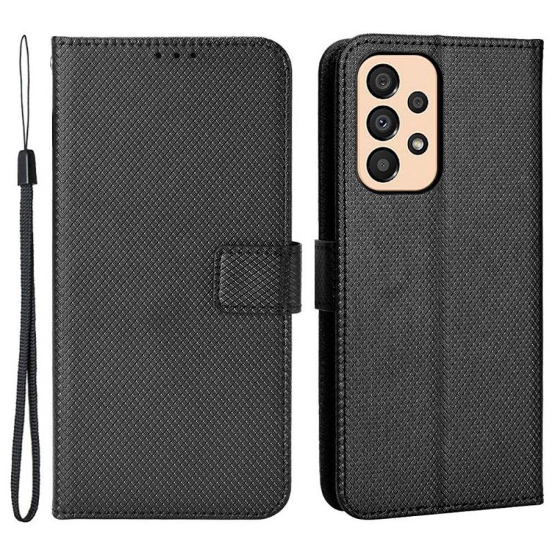 Capa Flip Para Samsung Galaxy M23 5G Padrão Texturizado Com Alça