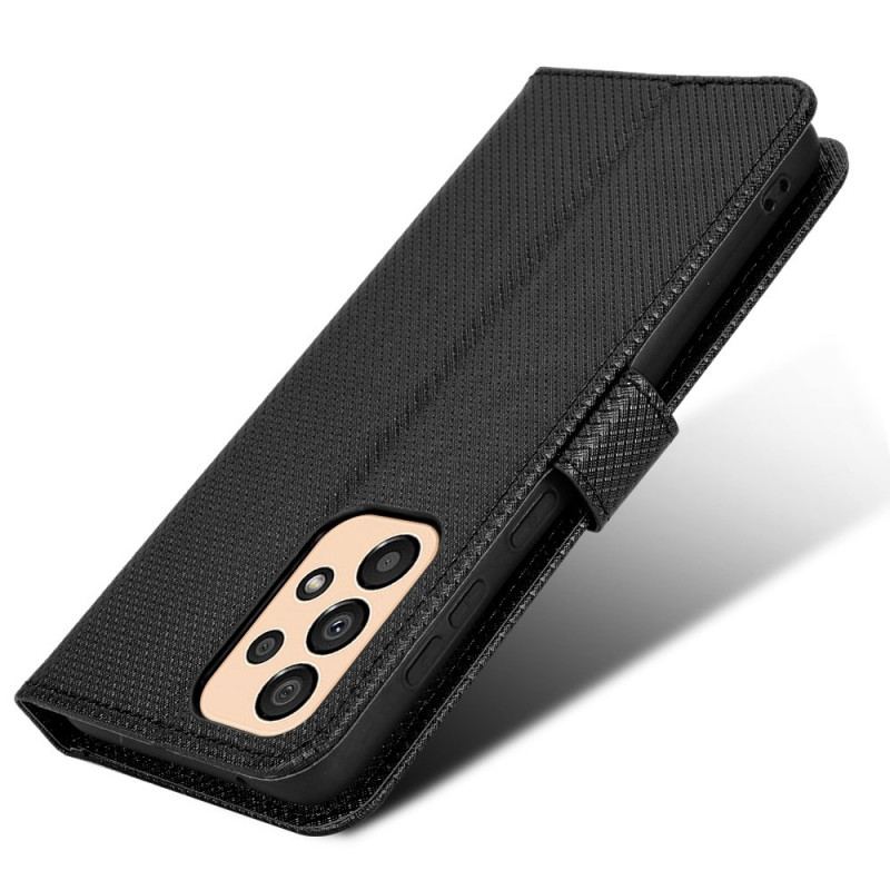 Capa Flip Para Samsung Galaxy M23 5G Padrão Texturizado Com Alça