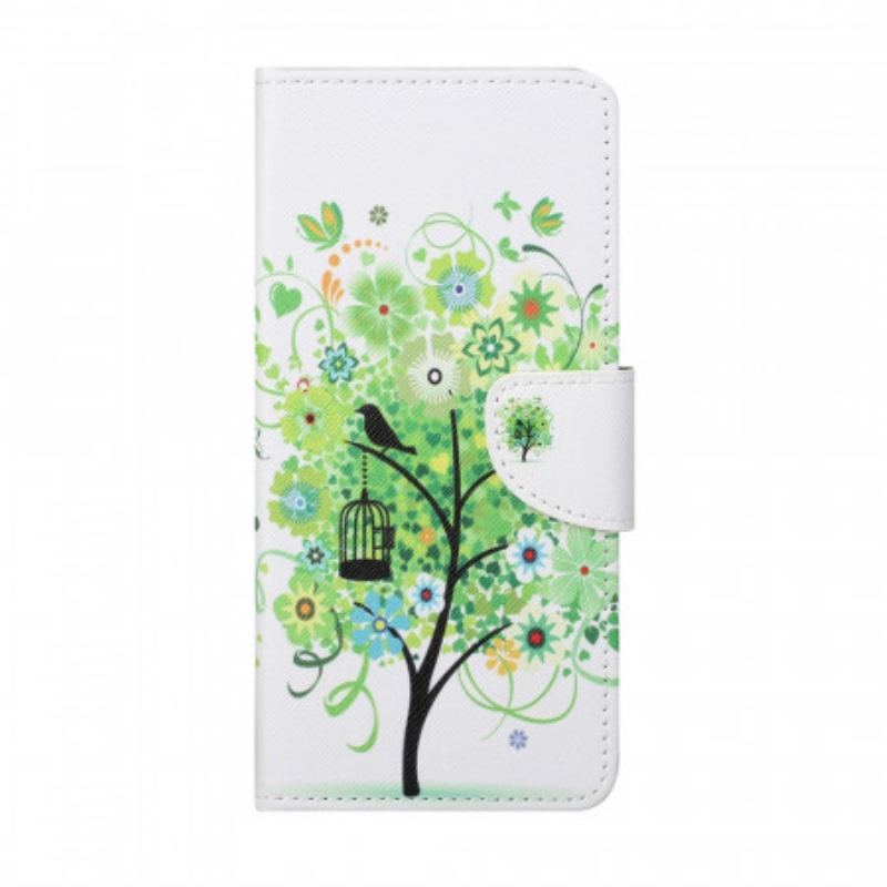 Capa Folio Para Samsung Galaxy M23 5G Árvore Com Folhas Verdes