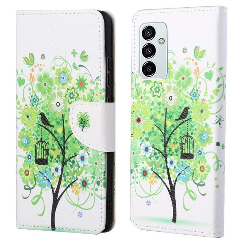 Capa Folio Para Samsung Galaxy M23 5G Árvore Com Folhas Verdes