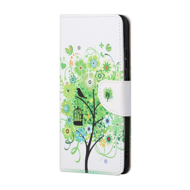 Capa Folio Para Samsung Galaxy M23 5G Árvore Com Folhas Verdes