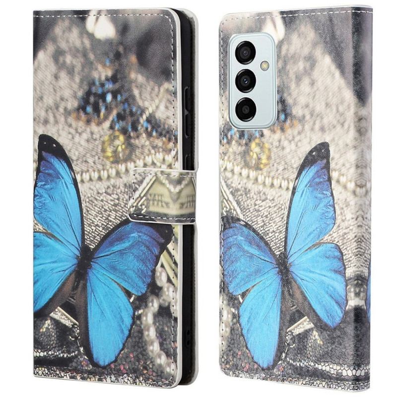 Capa Folio Para Samsung Galaxy M23 5G Borboleta Azul