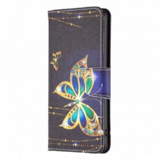 Capa Folio Para Samsung Galaxy M23 5G Borboleta Dourada