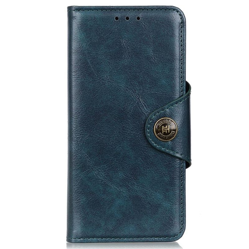 Capa Folio Para Samsung Galaxy M23 5G Botão Envernizado Imitação De Couro Khazneh