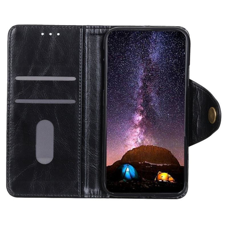 Capa Folio Para Samsung Galaxy M23 5G Botão Envernizado Imitação De Couro Khazneh