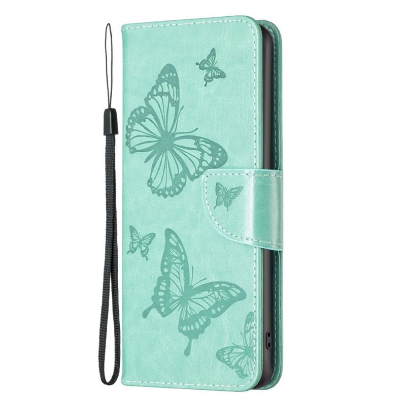 Capa Folio Para Samsung Galaxy M23 5G De Cordão Strappy Estampado Borboletas