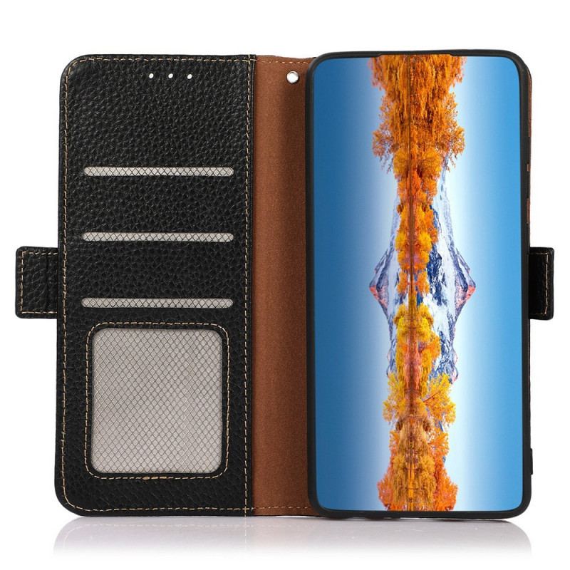 Capa Folio Para Samsung Galaxy M23 5G Couro De Lichia Khazneh Rfid