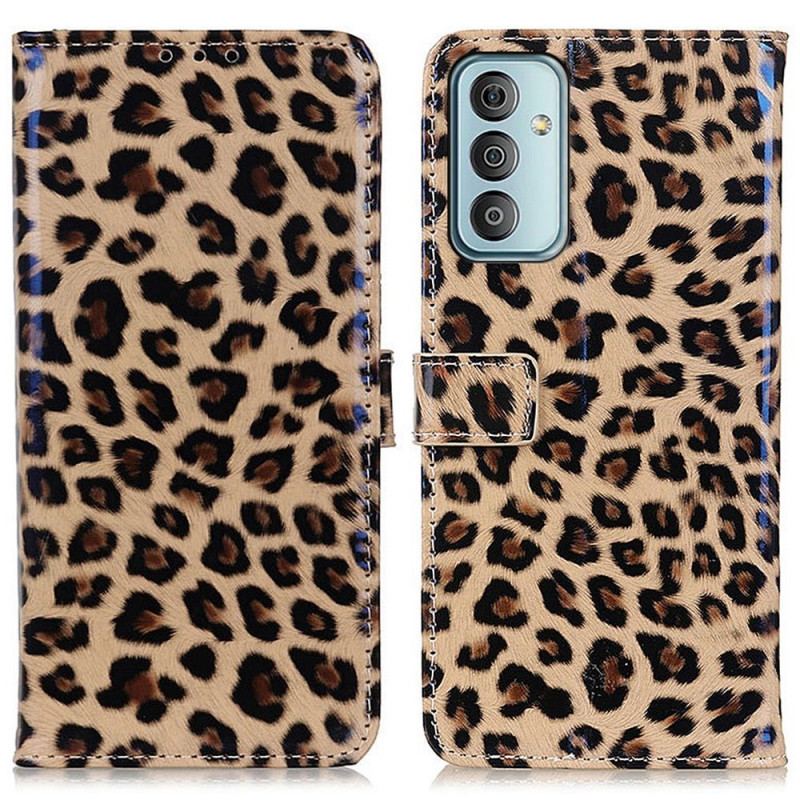 Capa Folio Para Samsung Galaxy M23 5G Efeito Pele De Leopardo