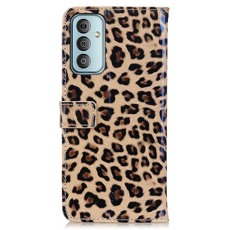 Capa Folio Para Samsung Galaxy M23 5G Efeito Pele De Leopardo