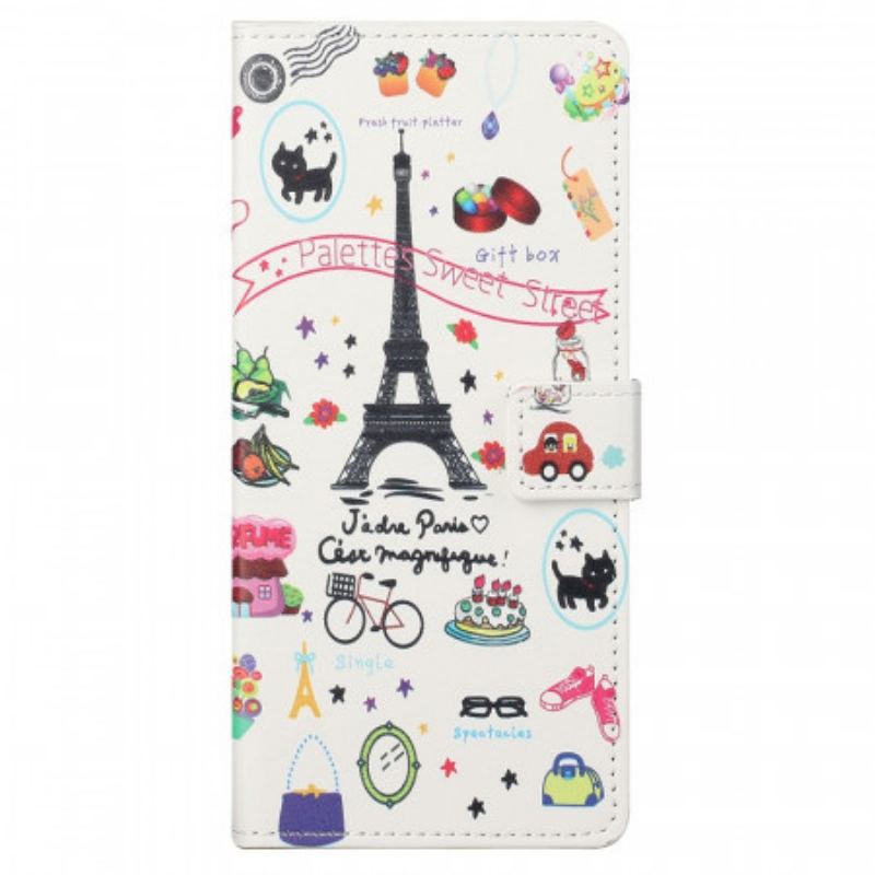 Capa Folio Para Samsung Galaxy M23 5G Eu Amo Paris