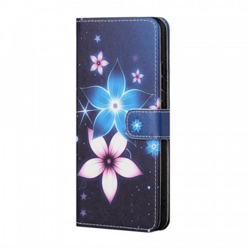 Capa Folio Para Samsung Galaxy M23 5G Flores Lunares