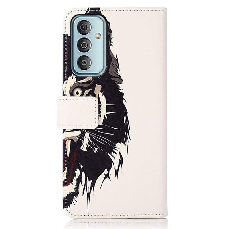 Capa Folio Para Samsung Galaxy M23 5G Tigre Feroz