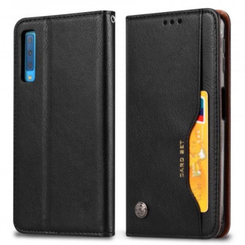 Capa De Celular Para Samsung Galaxy A70 Flip Titular De Cartão De Couro Sintético