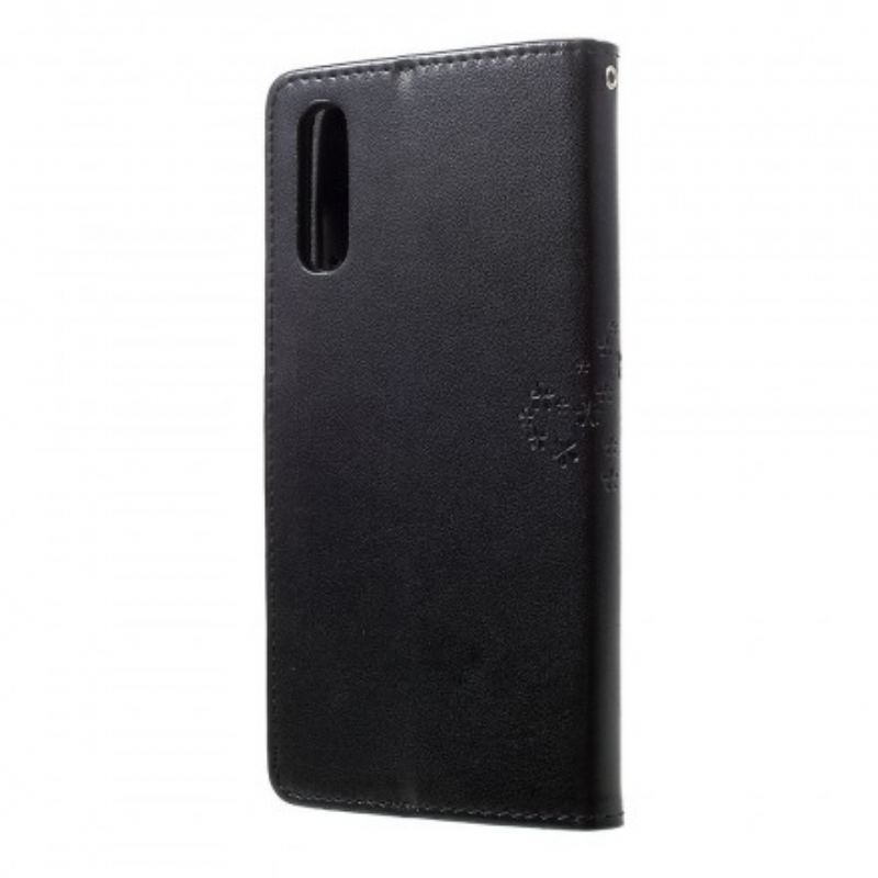 Capa De Couro Para Samsung Galaxy A70 De Cordão Tanga E Corujas