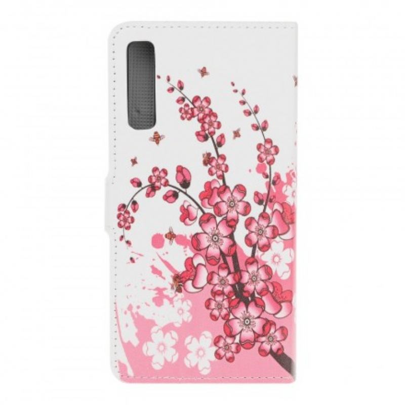 Capa De Couro Para Samsung Galaxy A70 Flores Tropicais