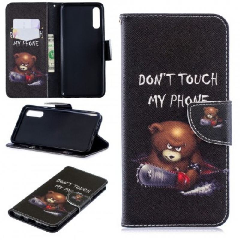 Capa De Couro Para Samsung Galaxy A70 Urso Perigoso