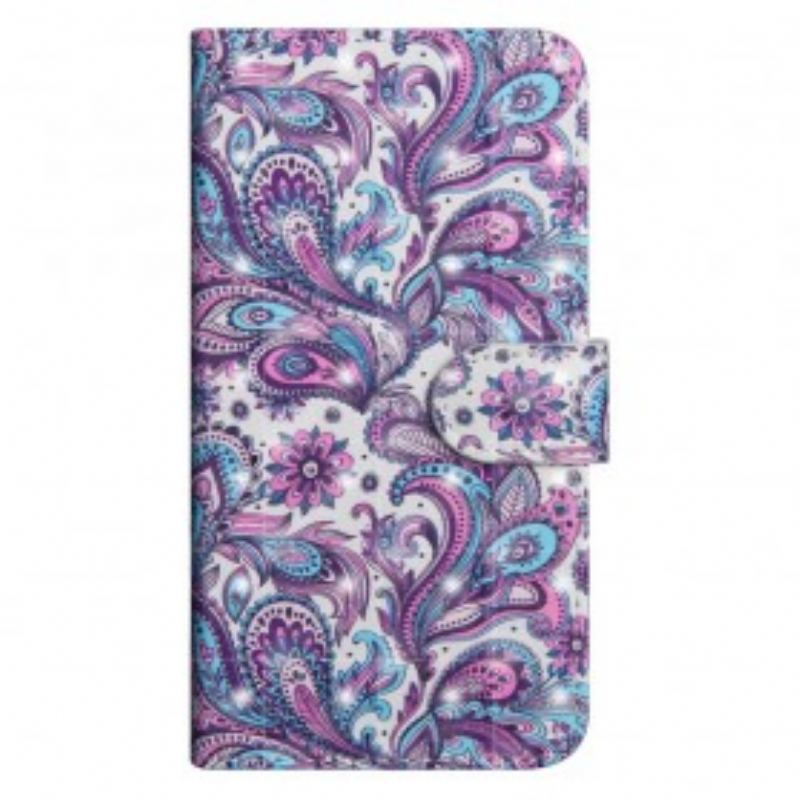 Capa Em Pele Para Samsung Galaxy A70 Padrões De Flores