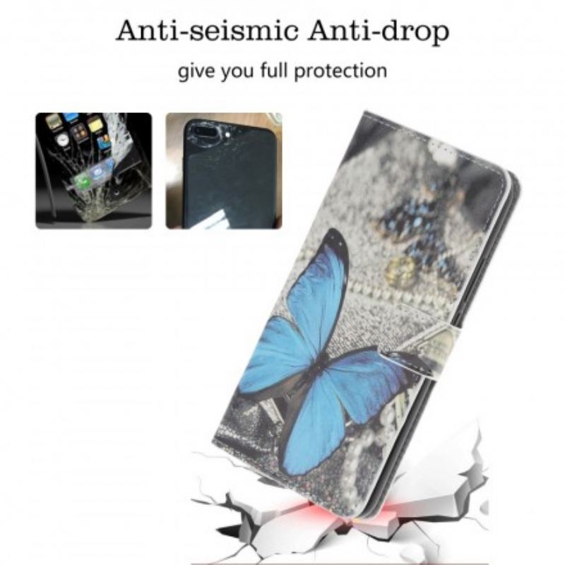 Capa Flip Para Samsung Galaxy A70 Borboleta Azul