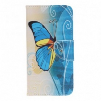 Capa Flip Para Samsung Galaxy A70 Borboleta Azul E Amarela