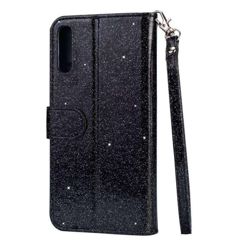 Capa Flip Para Samsung Galaxy A70 De Cordão Bolsa Glitter Com Alça