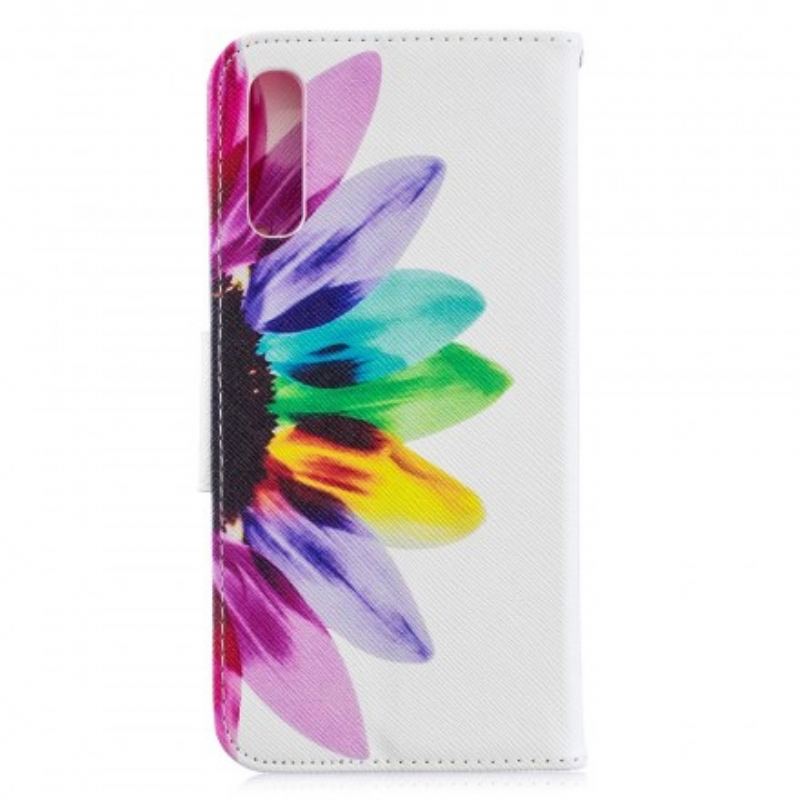 Capa Flip Para Samsung Galaxy A70 Flor Aquarela