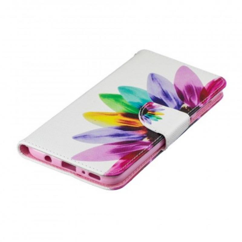 Capa Flip Para Samsung Galaxy A70 Flor Aquarela